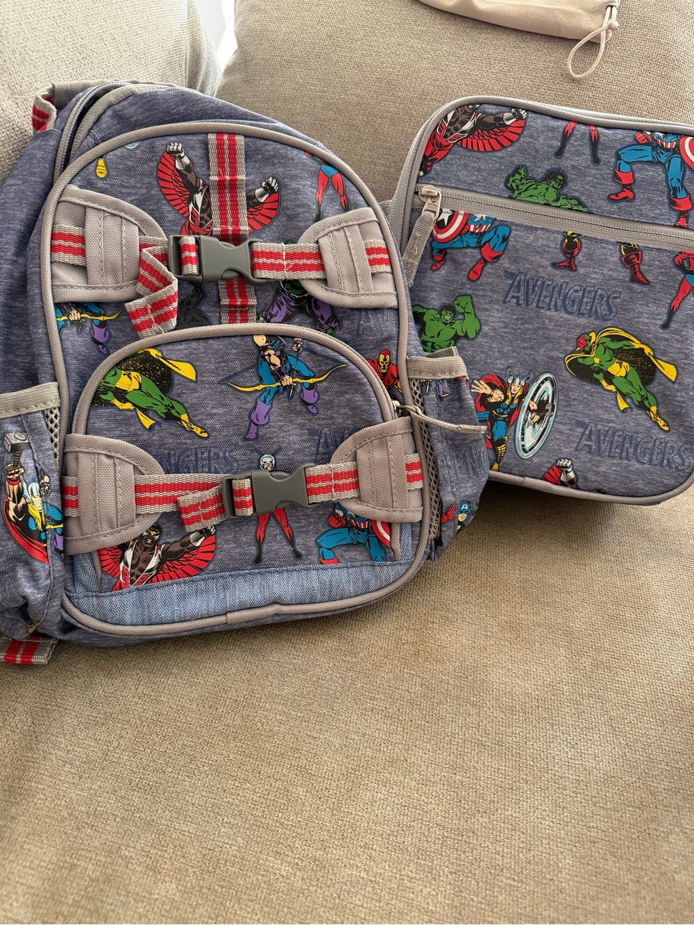 Avenger Kids Backpack and Lunch Bag Set - Blue, Red, Green, Yellow